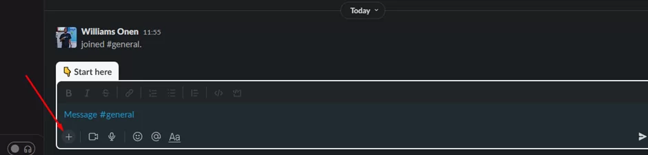Click the plus (+) icon below the message box