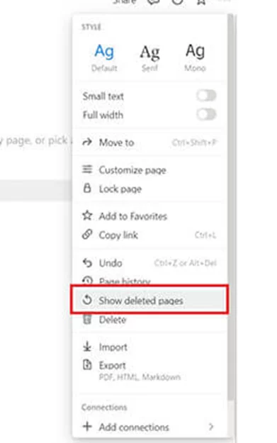 show deleted page