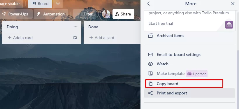 Copy Trello board