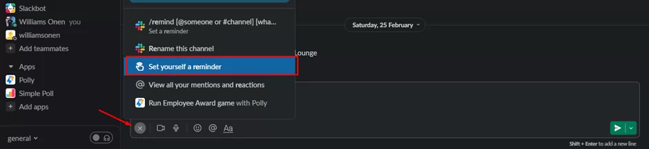 set slack reminder